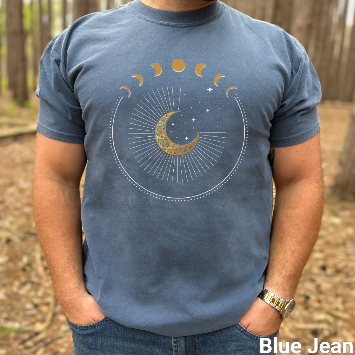 100% Cotton: Celestial Circle Moon Phases Unisex Vintage T-Shirt