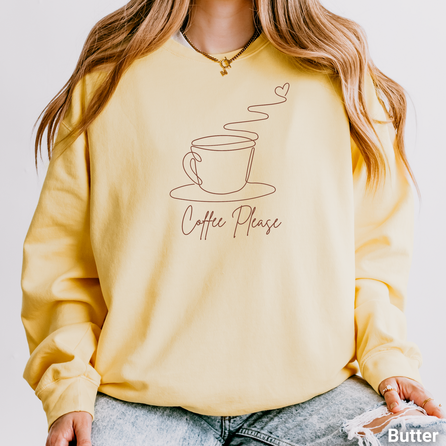 100% Cotton: Coffee Please Women's Lightweight Sweatshirt