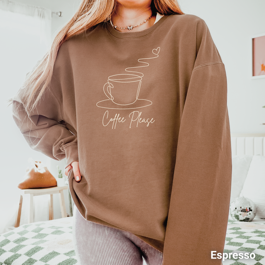 100% Cotton: Coffee Please Women's Lightweight Sweatshirt