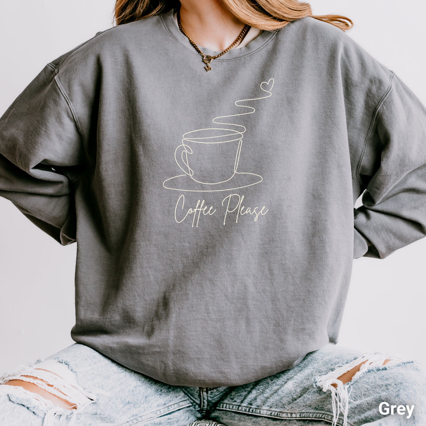 100% Cotton: Coffee Please Women's Lightweight Sweatshirt