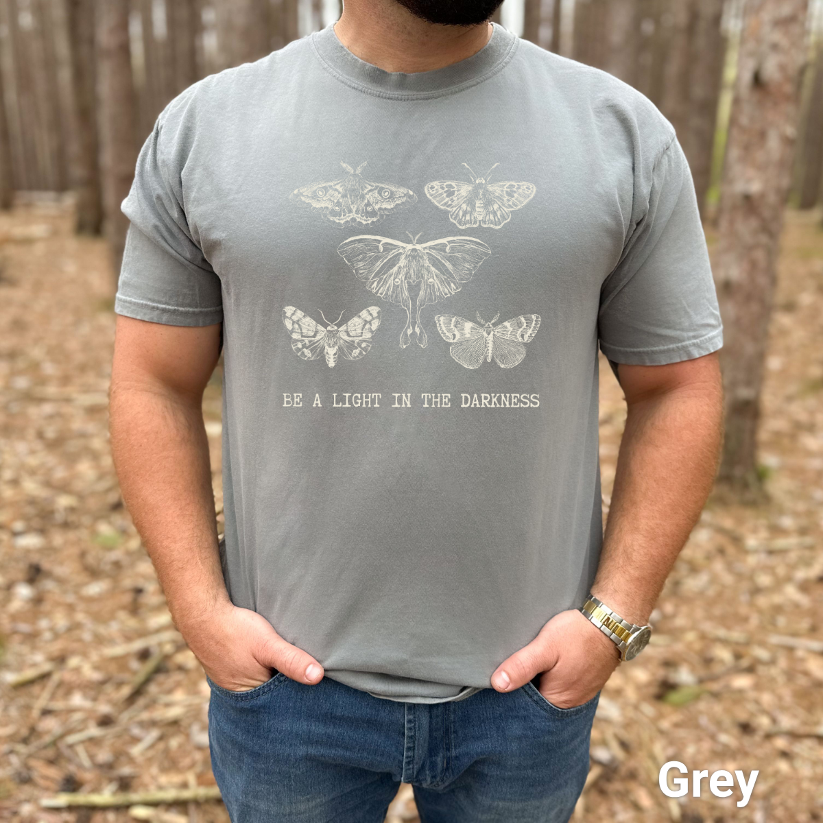 100% Cotton: Be a Light in the Darkness Unisex Moth T-Shirt