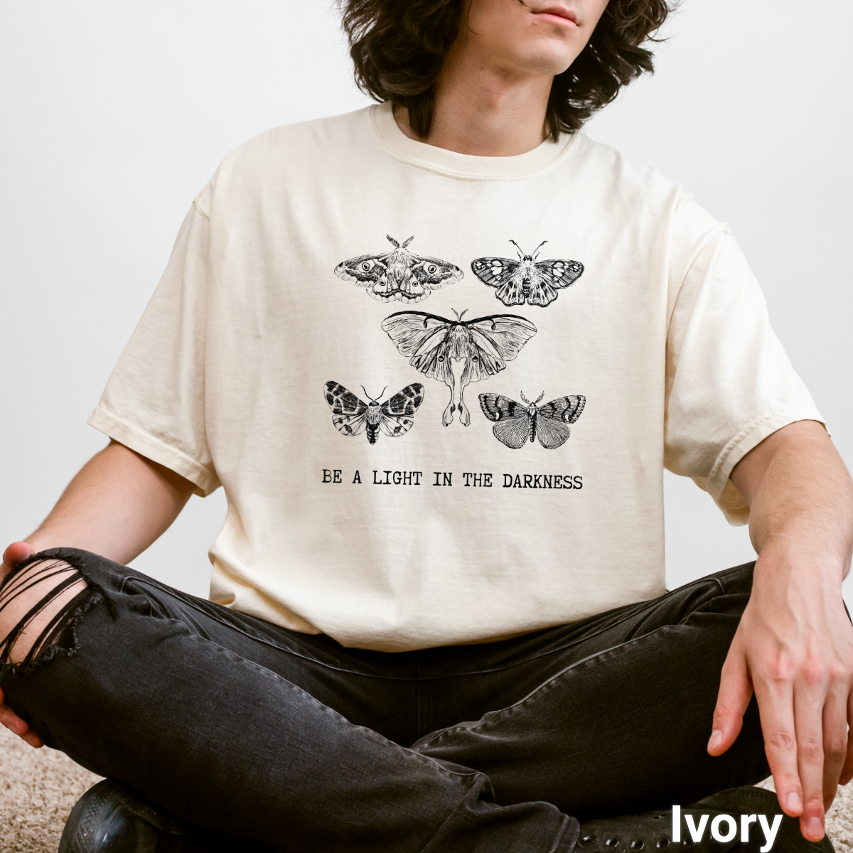 100% Cotton: Be a Light in the Darkness Unisex Moth T-Shirt