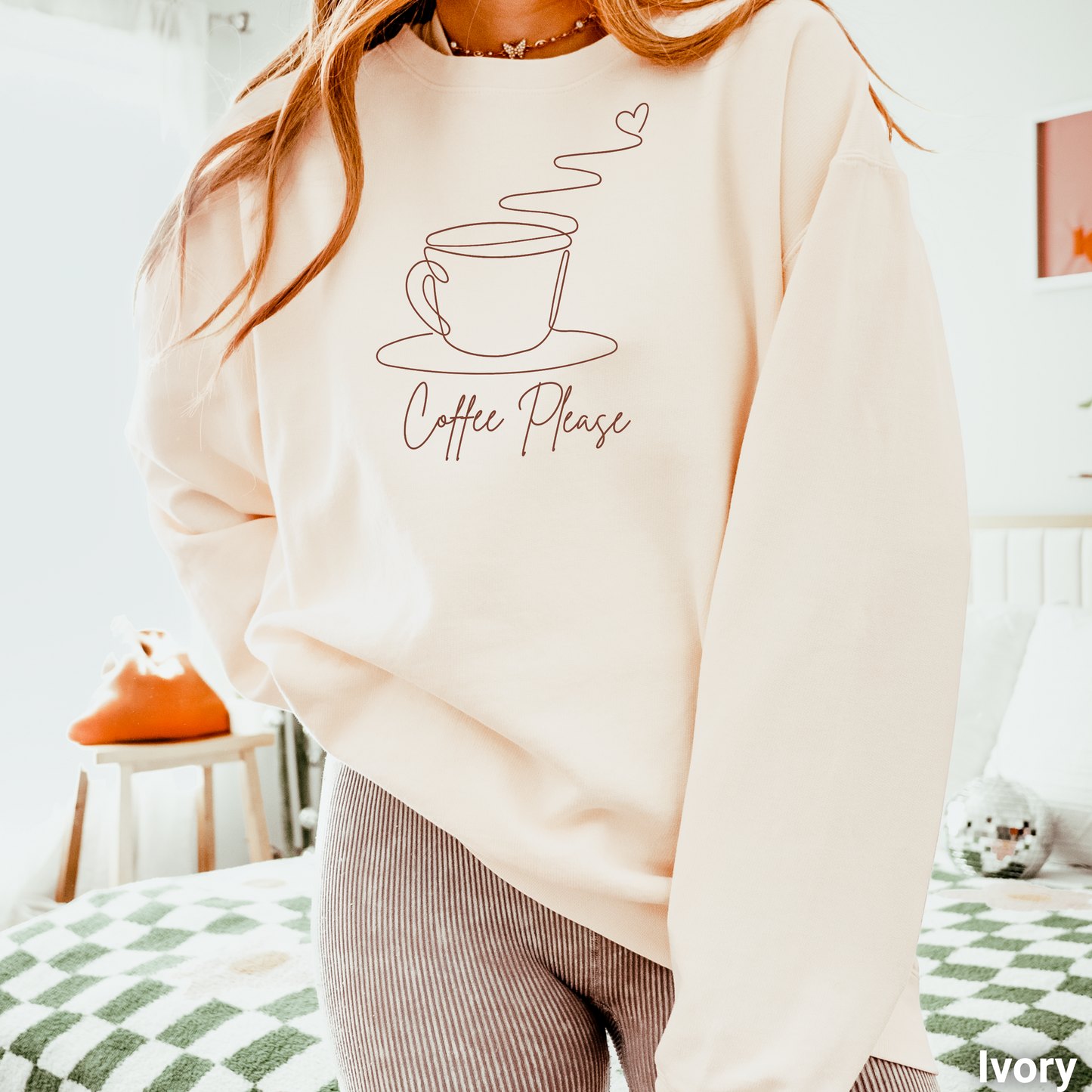 100% Cotton: Coffee Please Women's Lightweight Sweatshirt