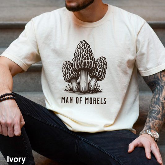 100% Cotton: Man of Morels Mushroom T-Shirt