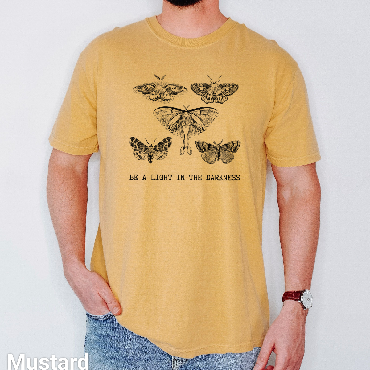 100% Cotton: Be a Light in the Darkness Unisex Moth T-Shirt