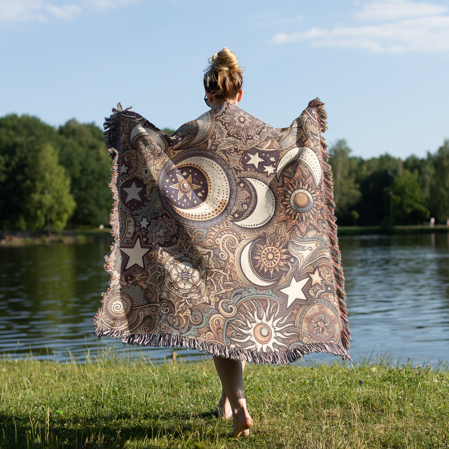 Magic Skies Woven Cotton Throw Tapestry Blanket