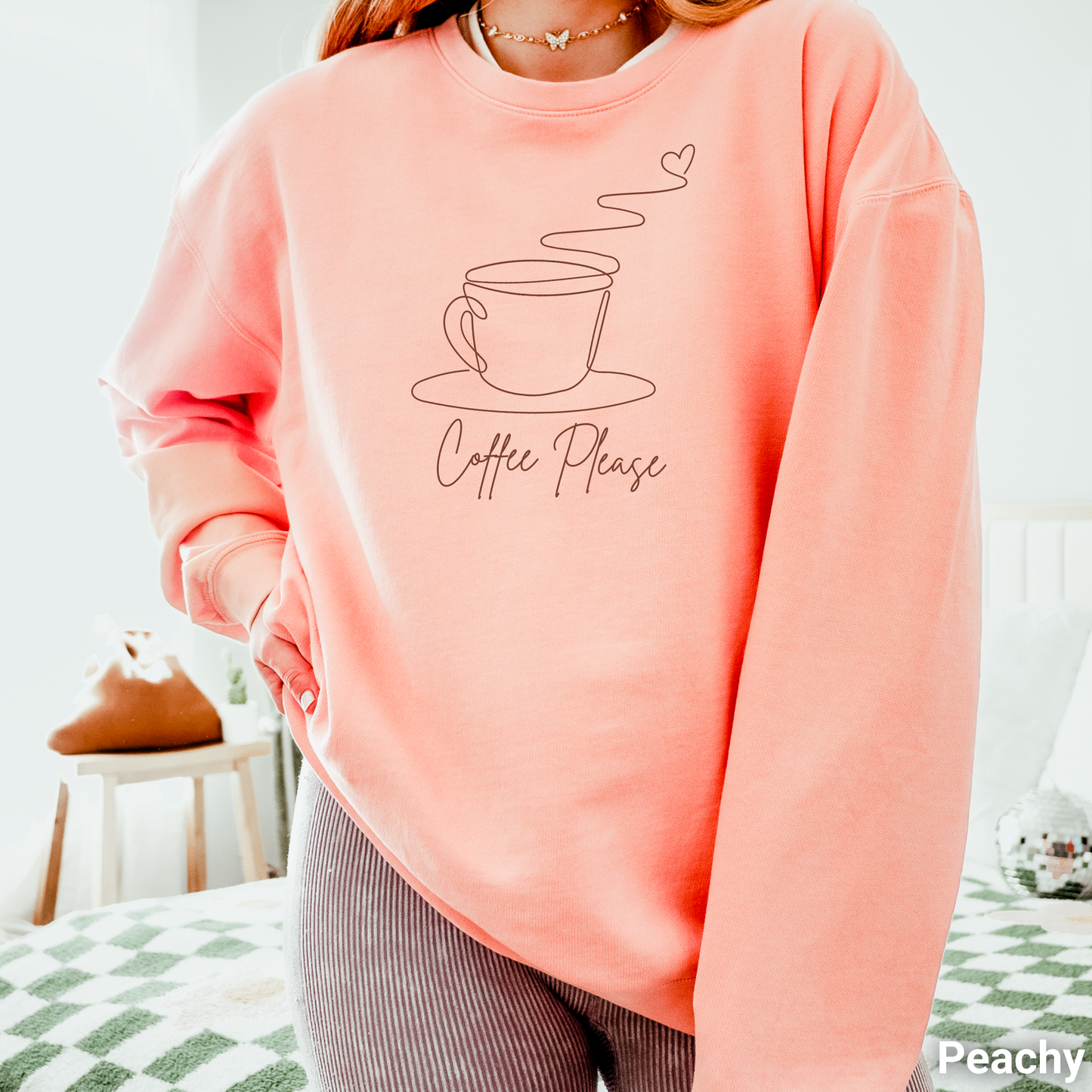 100% Cotton: Coffee Please Women's Lightweight Sweatshirt