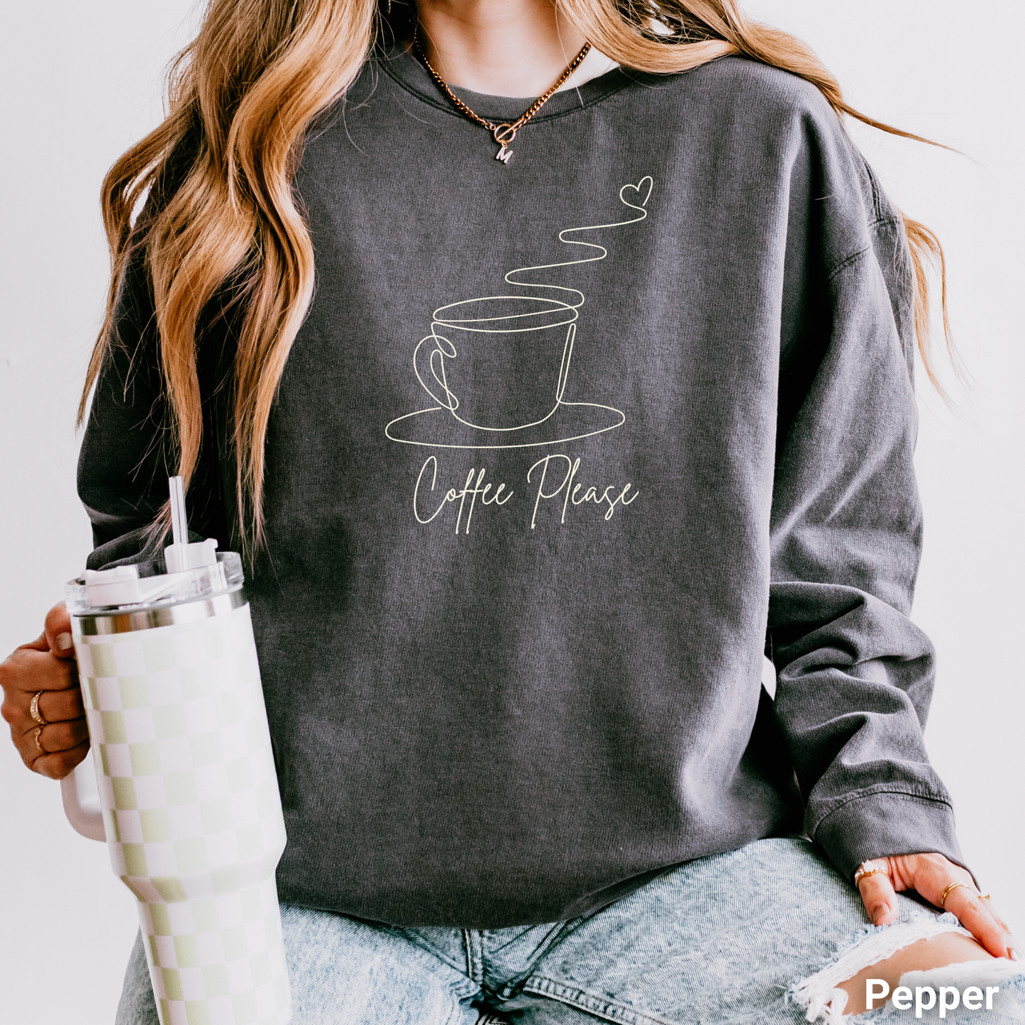 100% Cotton: Coffee Please Women's Lightweight Sweatshirt