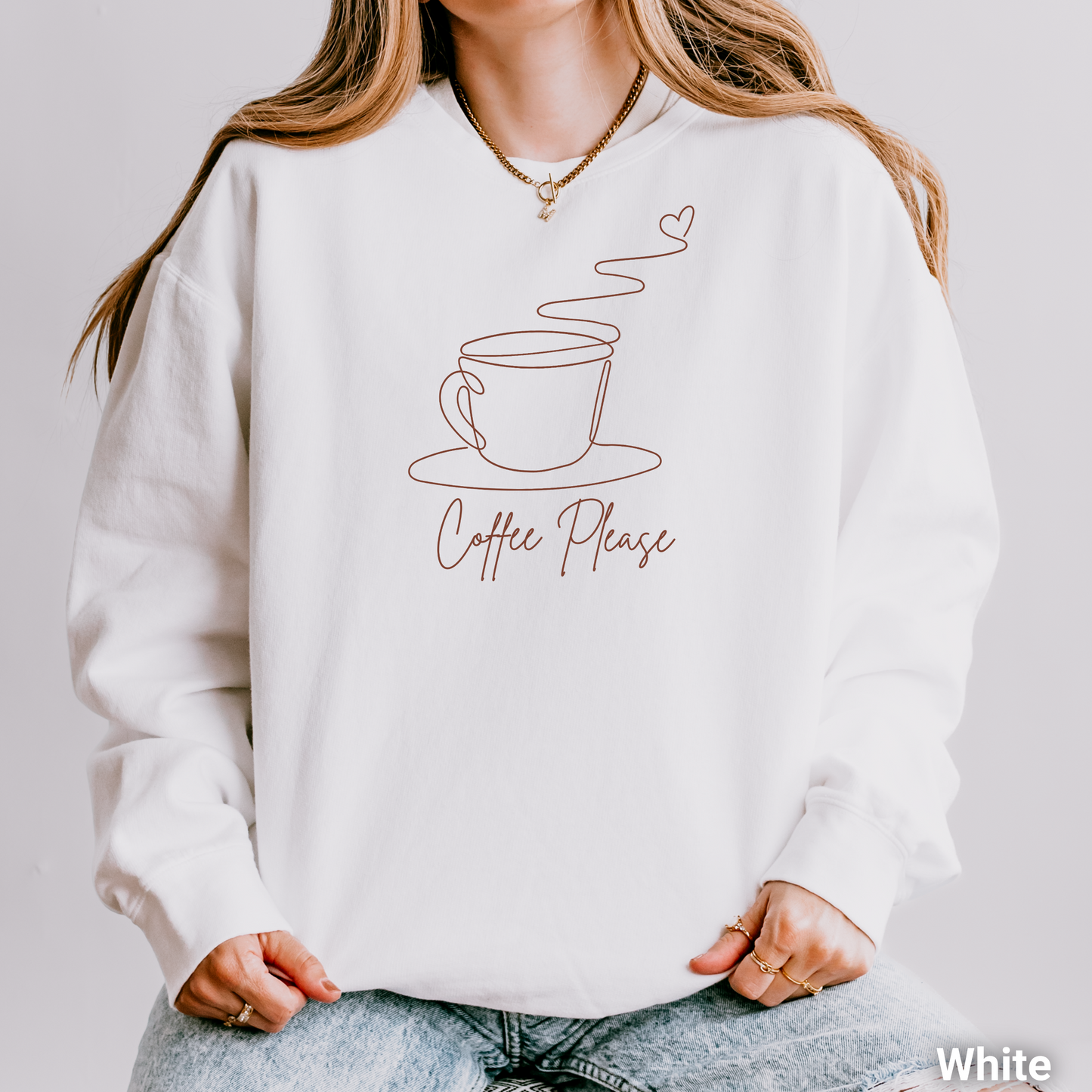 100% Cotton: Coffee Please Women's Lightweight Sweatshirt